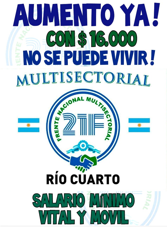 21_nacional's tweet photo. #RioCuarto inicia la campaña por el aumento del salario mínimo vital y móvil ✌️💪🇦🇷 
#NadieSeSalvaSolo https://t.co/1xjoW9i0Mk