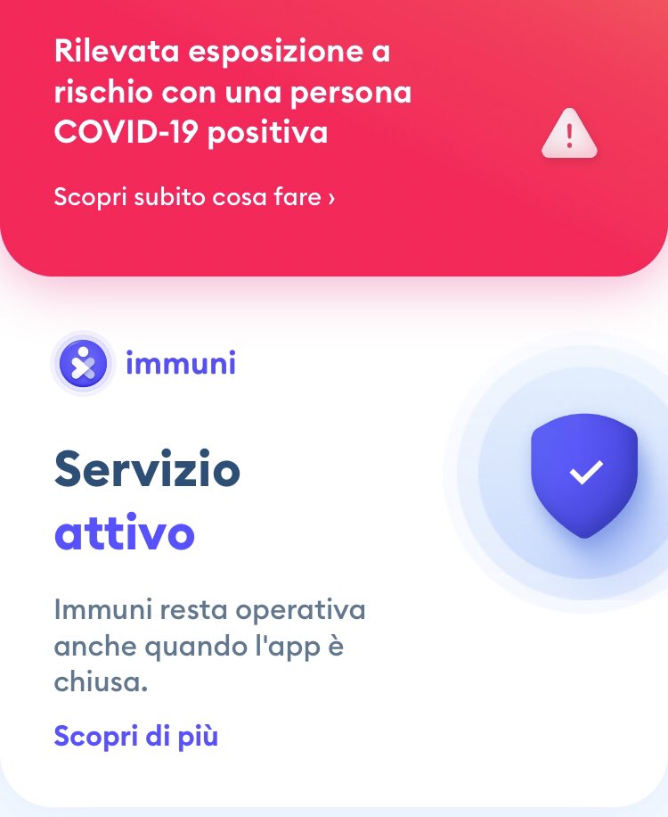 rogrobi's tweet photo. Apro casualmente #immuni e scopro di essere stata a contatto con una persona positiva al #covid Approfondisco l’allert e scopro che si tratta del 20.08 (18 giorni fa). Mi chiedo: 1. Perché nessuna notifica? 2. Che fare ormai? https://t.co/STdeEwZOMN