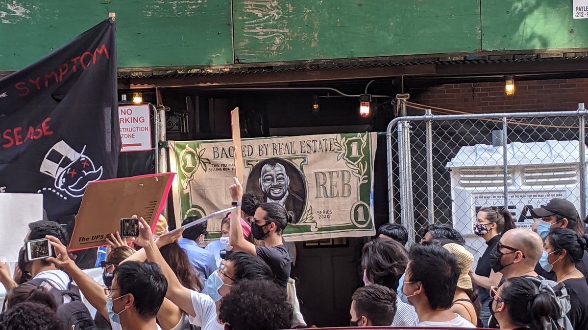 Outside @NYCSpeakerCoJo telling that real estate owned swamp monster how much we hate his ass. Stop the Industry City rezoning, Sunnyside yards and all racist rezonings!