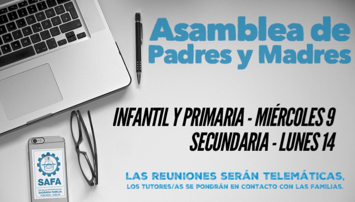 SafaFuncadia's tweet photo. Asambleas de padres y madres. Los tutores y tutoras informarán por correo electrónico a cada familia sobre la hora con el enlace para la videoconferencia.
#YoConSafa #Educsi #Funcadia #safafuncadia #safafuncadiahuelva #safafuncadia2020 #huelva #comienzodecurso @fundacionsafa https://t.co/SL2ZFCRKHf