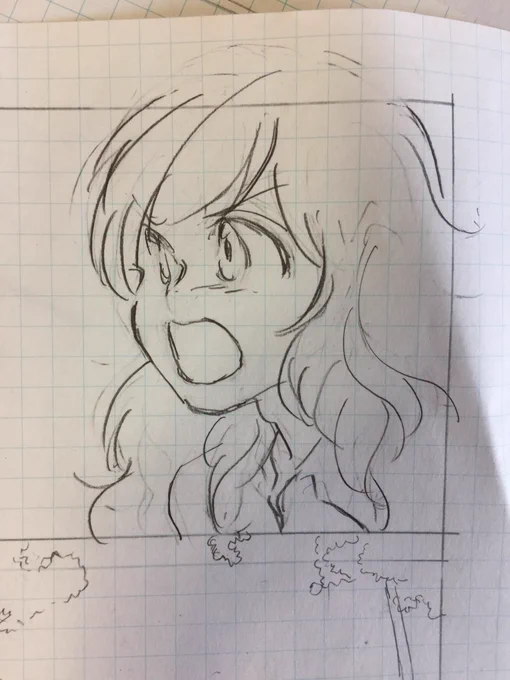 おまけのボツにした方のカットです。表情難しいし漫画難しいですね 