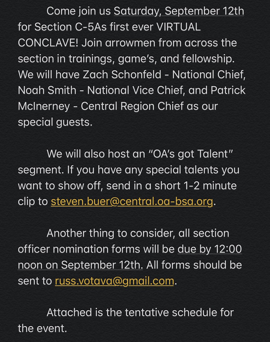 OAsectionG5's tweet image. Updates on our first ever Virtual Conclave this Saturday, September 12th!