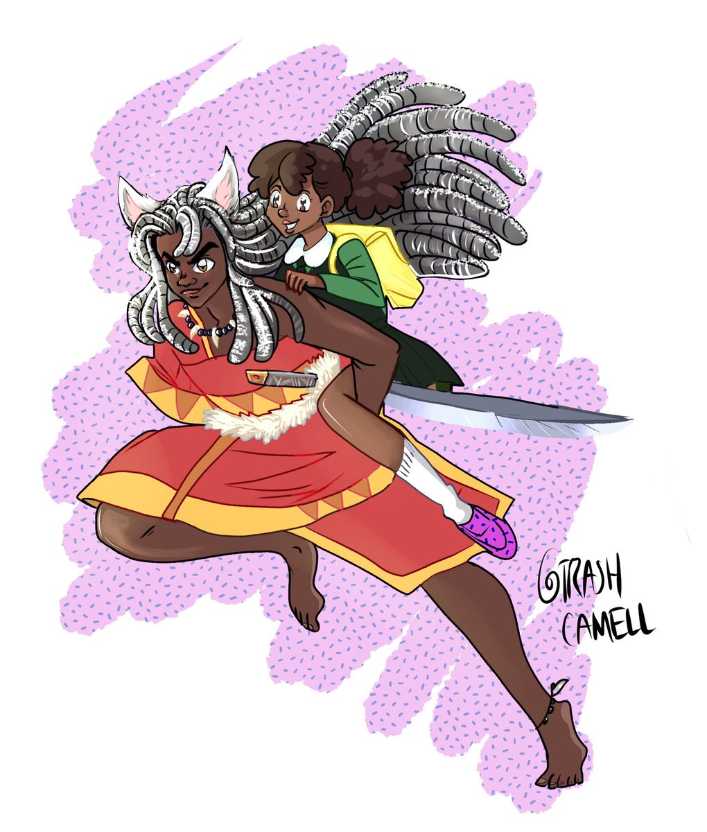 TrashCamell's tweet photo. Inuyasha if it was set in Africa <3 inuyasha looks dashing as always and kagome is a cutie #inuyasha #inuyashafanart #blackification #kagome https://t.co/EIBT1h0BOm