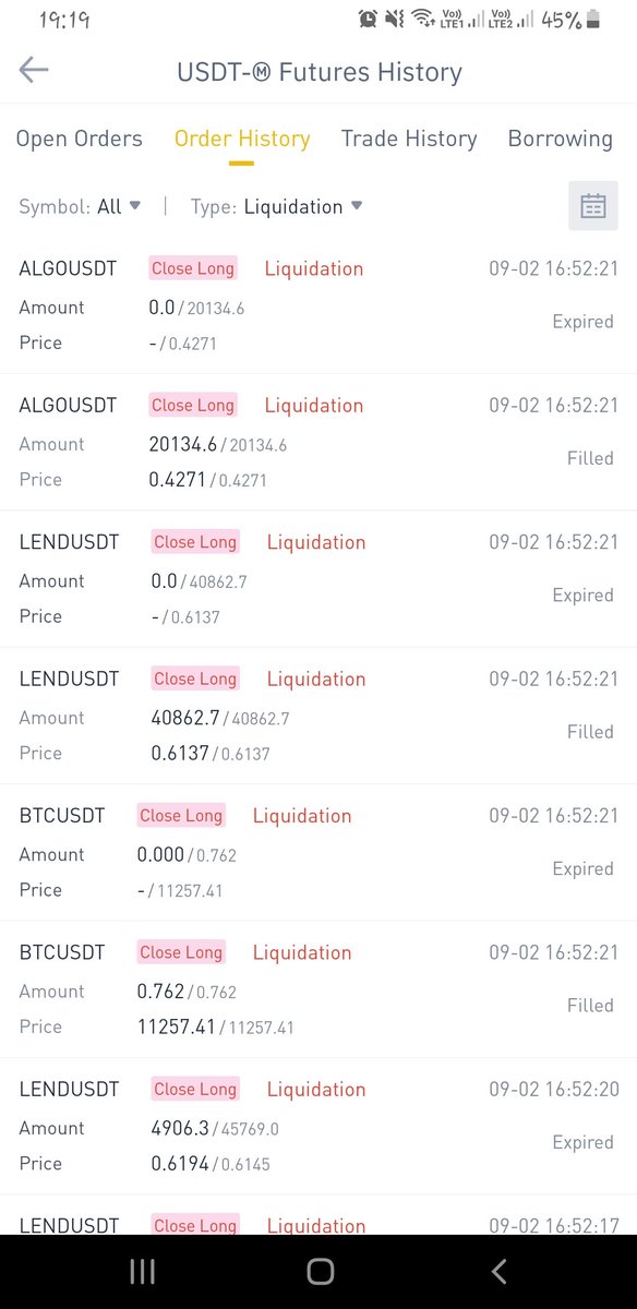 I had a hard stop at $0.49 usdt on Algo and $0.67 usdt on my lend position. when the market started falling I put limit order on Algo at 0.49$ didn't went through through the price on futures was $0.4908Market sold the position when price was $0.4762 position got executed..