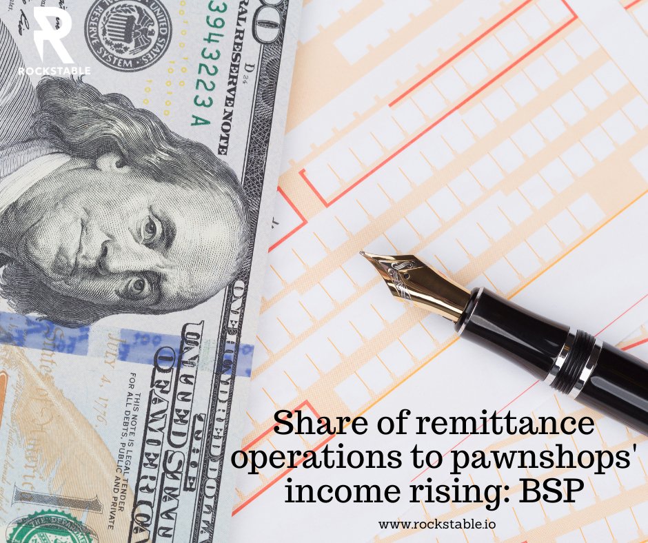 Share of remittance operations to pawnshops' income rising: BSP

Income of pawnshops from remittance services continues to rise as more institutions tap pawnshops because of their wider reach compared to banks and other financial institutions. --- pna.gov.ph/articles/11136…

#ROKS