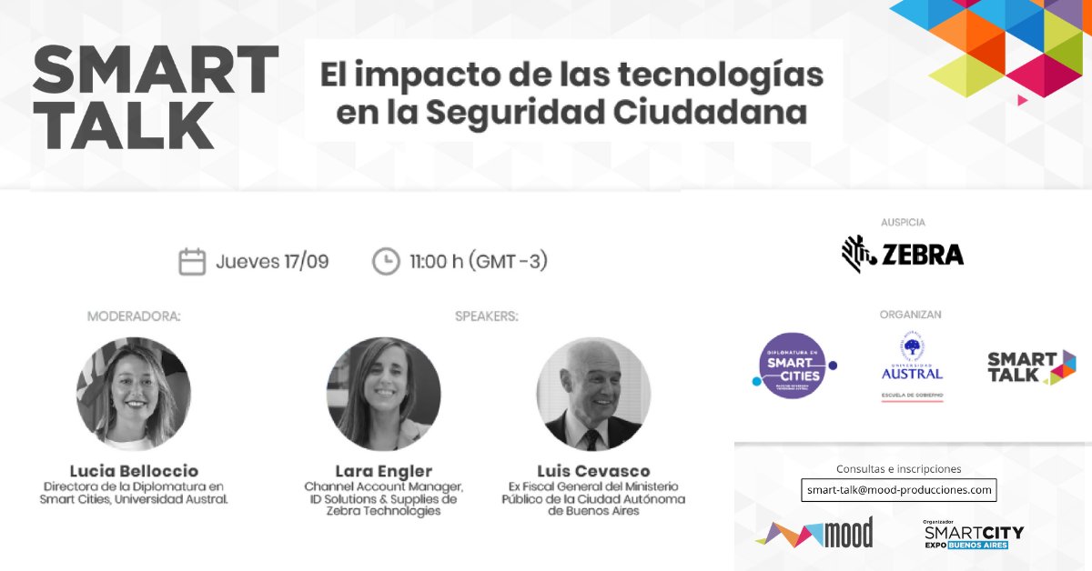 EGobiernoUA's tweet photo. ¡#Smartcitylab no para! Te invitamos a la #LiveTalkSession: El impacto de las tecnologías en la seguridad ciudadana"
Actividad sin cargo.
Fecha: 17/09 - 18.00hs
Inscripciones: https://t.co/wtZatn1DxD
@Smart_LiveTalks
@luciabellocchio https://t.co/wxxD8a3iYb