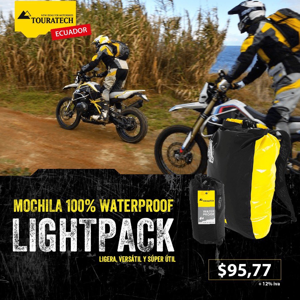 Touratech_Ec's tweet photo. Un motociclista debe tener el mejor equipo y que este sea ligero, la aventura no tiene límite, encuentra las LightPack solo en #TouratechEcuador https://t.co/V3emGQSrMM