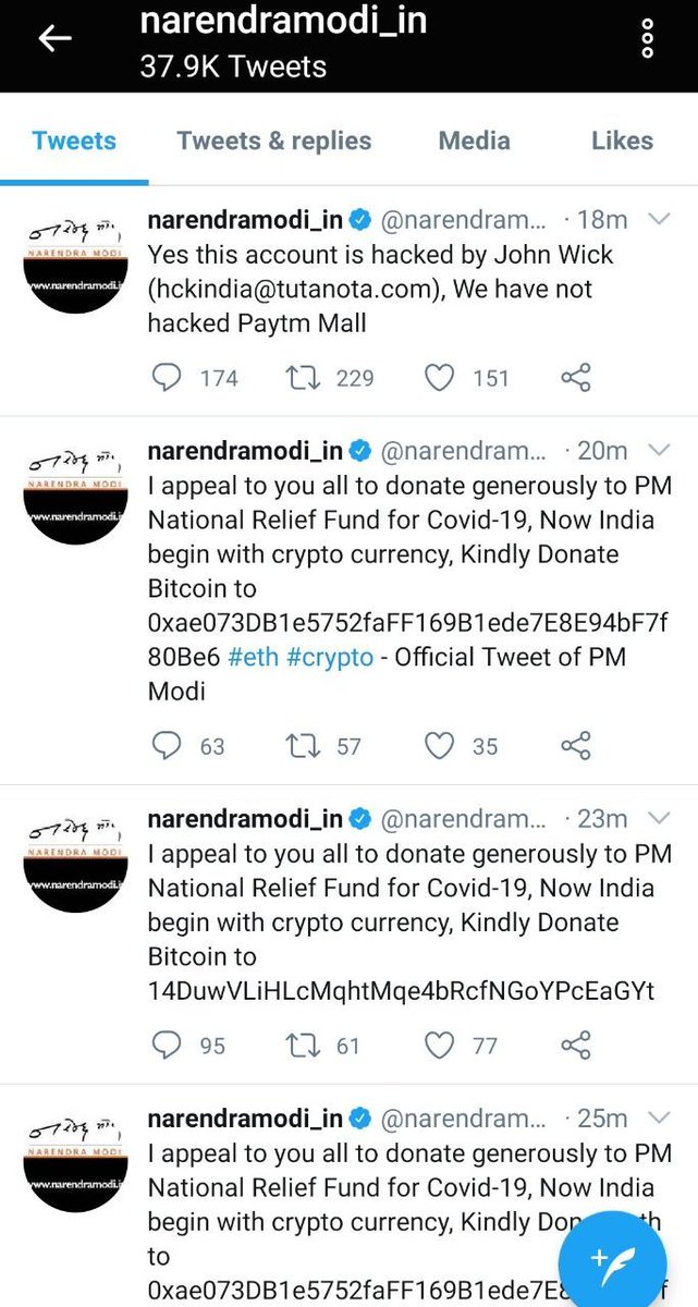 The #Twitter account of Indian Prime Minister Modi was #hacked bit.ly/3i3hsQU
