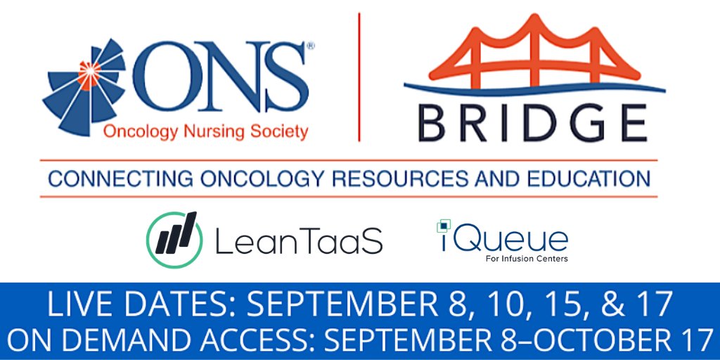 LeanTaaS's tweet photo. Don't miss LeanTaaS at #ONSBridge tomorrow! Stop by our virtual booth on Sept. 8, 10, 15, & 17 to learn about #iQueue for Infusion Centers that enables infusion centers to increase #patient access & reduce wait times by optimizing scheduling templates. https://t.co/WRhpEgJgh1 https://t.co/gINSsq96Fv