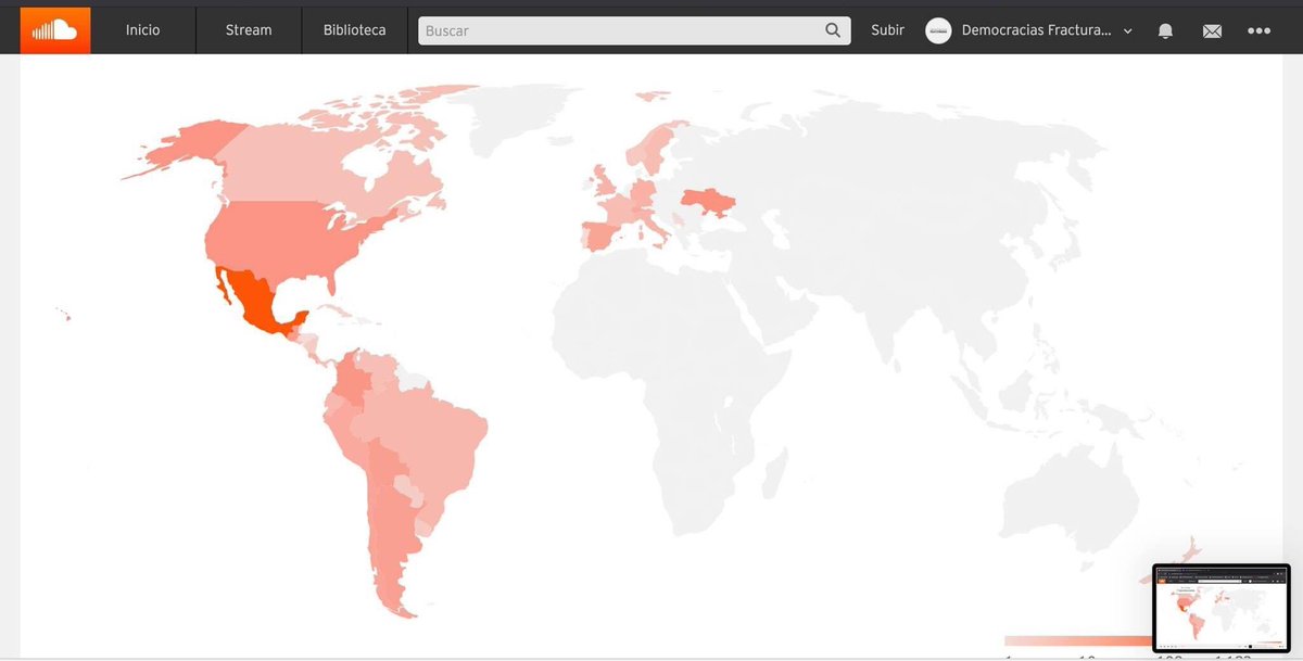JContrerasAlc's tweet image. Así el mapa en SoundCloud que indica en dónde se ha escuchado el podcast Democracias Fracturadas. Gracias a quienes lo han hecho posible y a quienes nos han escuchado!