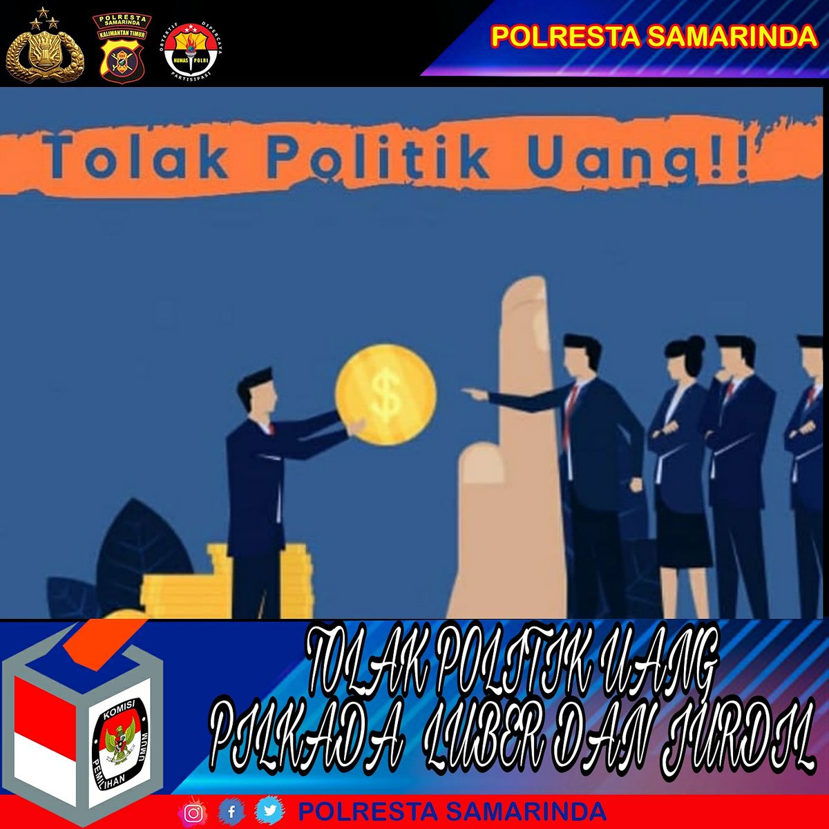 HumasKp's tweet photo. Sukseskan Pilkada Serentak 2020

#PolrestaSamarinda
#PoldaKaltim
#DivisiHumas https://t.co/skNi00W6KO