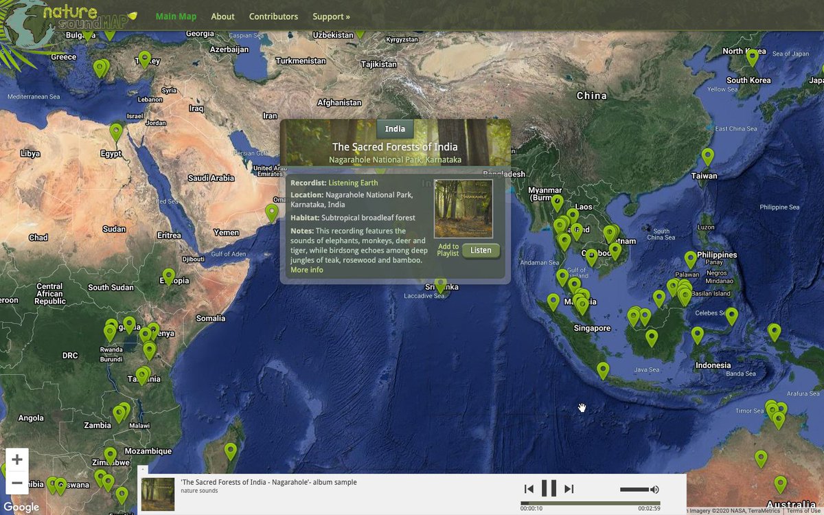 mrpiercEy's tweet photo. this is a really cool map.  

the "nature soundmap" lets you listen to recordings of wild places around the world: https://t.co/gyPpvtapZh #kygodigital @NatGeoEducation https://t.co/ui9TRIbCKx