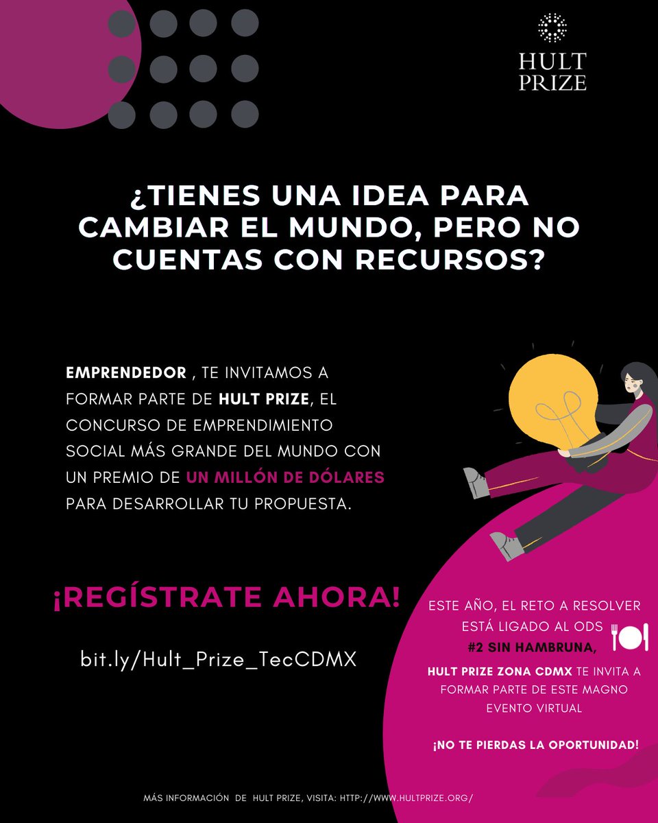 Tec_CCM's tweet photo. ¡Obtén los recursos para volver realidad tu emprendimiento social en Hult Prize! 🐏💙 ¡No te pierdas esta oportunidad, entra y realiza tu registro! 👉 https://t.co/a8BJXcGjOc
#SoyTec #IEEGL https://t.co/cNjEmD577m