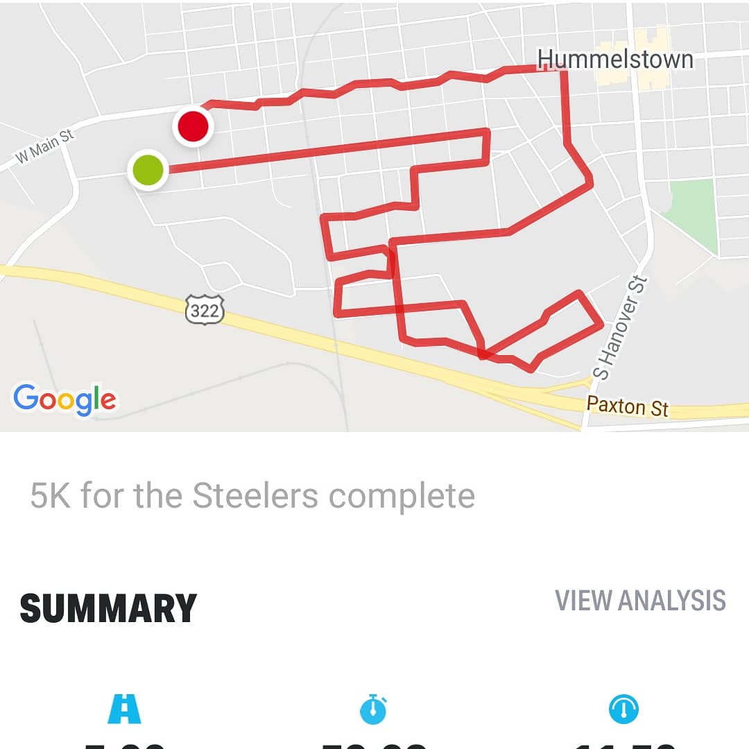 JulADeB's tweet photo. @steelers @RUNwithP3R 5K Virtual Run and Walk done! #wewalked #steelersrunwalk https://t.co/Bz8ciEHiCF