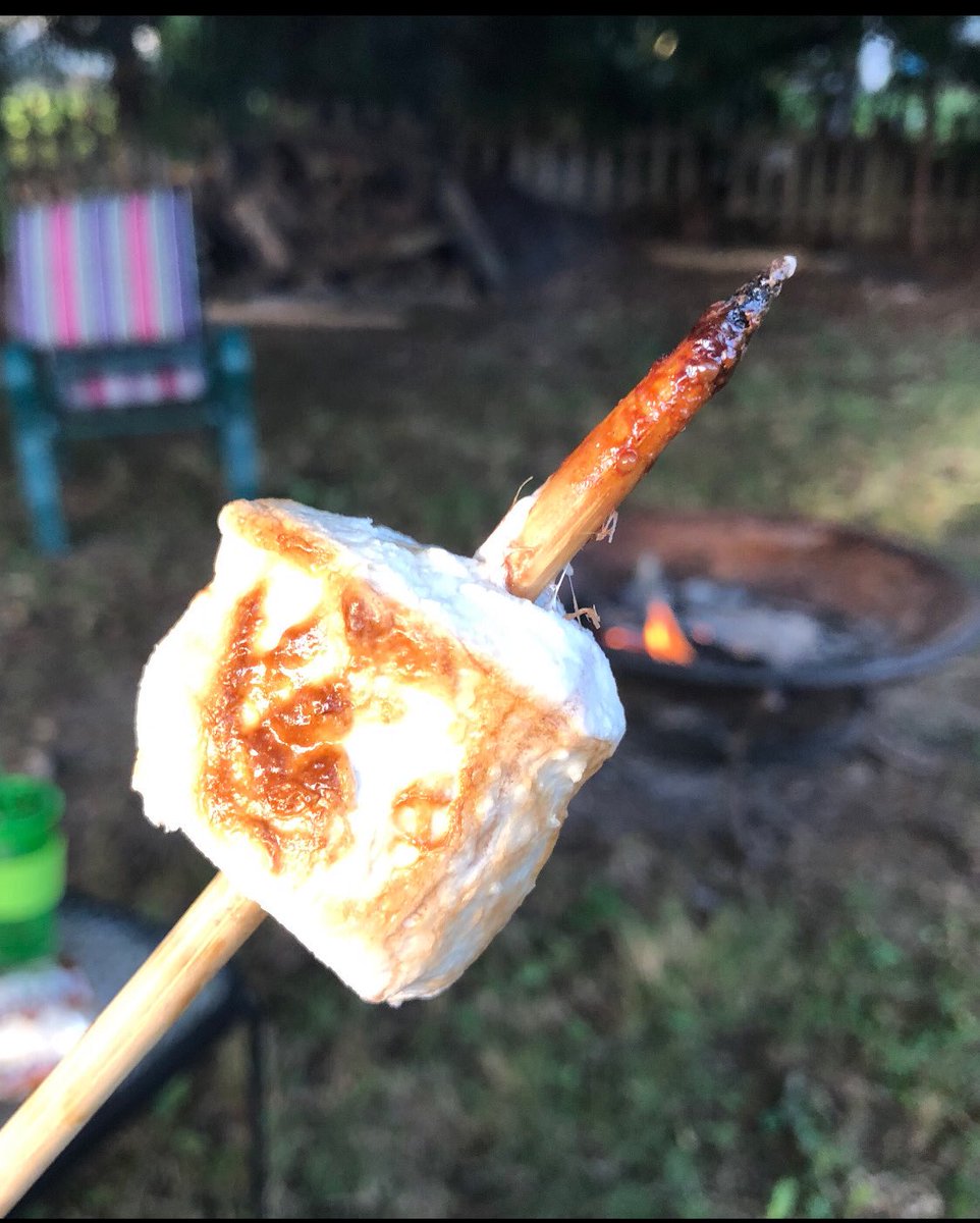 MrsPlachy's tweet photo. Enjoying some time outside before a busy work week #favoriteactivity #bepatientwhencooking #stuffedwithchocolatemarshmallows #soyummy https://t.co/L5immFiopl