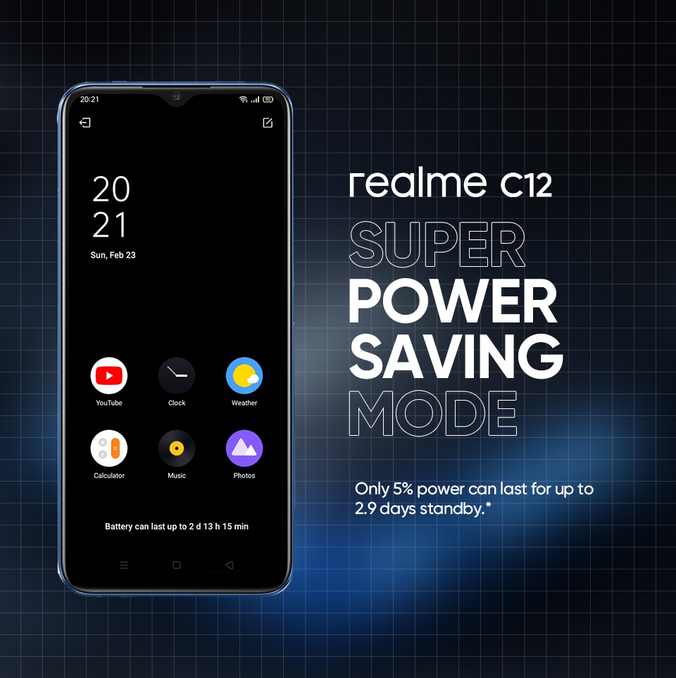 realme Pakistan on Twitter: "#realmeC12 has the 6000 mAh big battery tank  and has a super power saving mode! Made for extreme power saving. You can  still use the basic features of