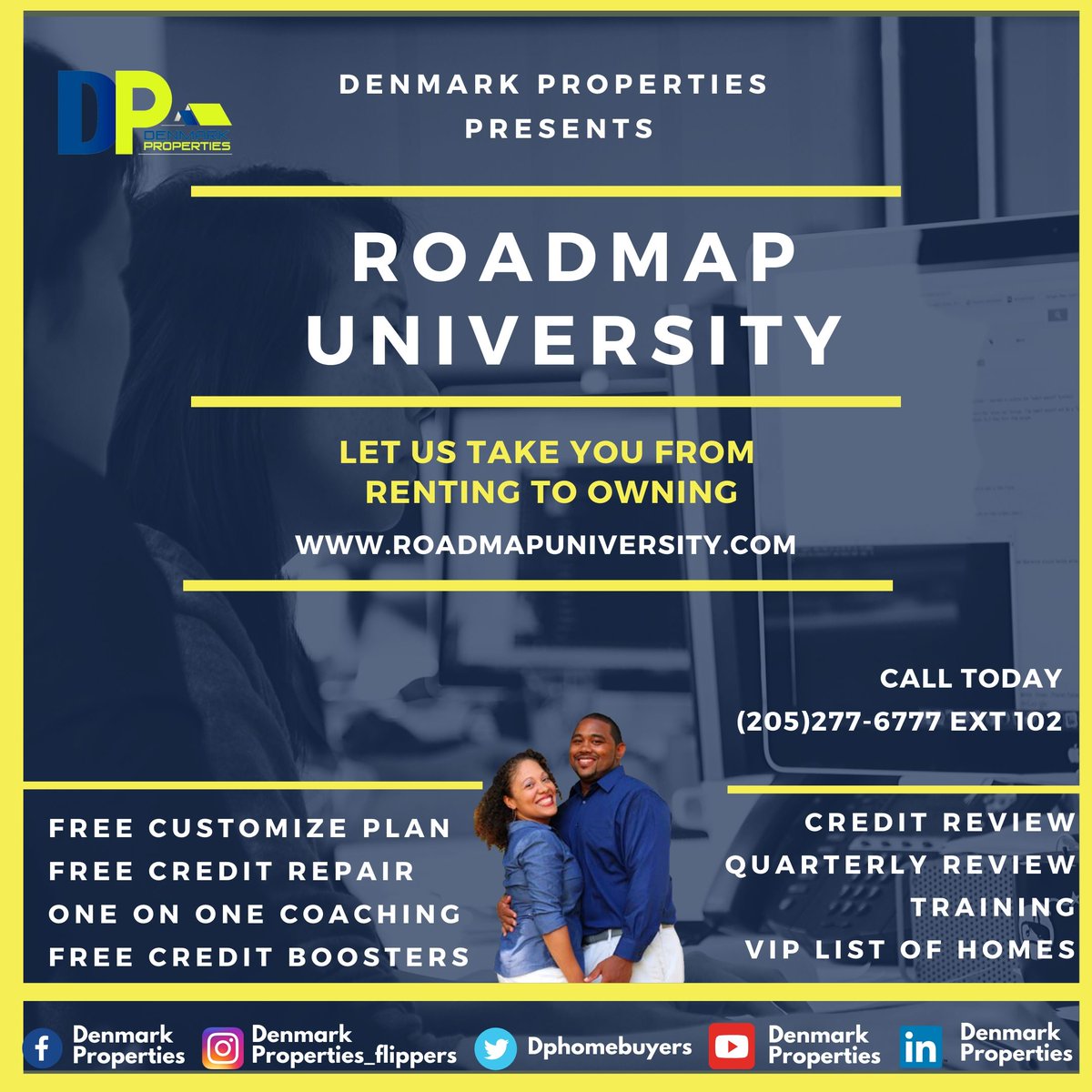 Dphomebuyers's tweet photo. Roadmap University is our gift to you! Call us today to enroll and start your journey to homeownership!
#dphomebuyers #denmarkproperties #antonioandashleydenmark #webuyhouses #birminghamal #birminghamalabama #instabham #roadmapu #roadmapuniversity #roadmap #homeownership https://t.co/AtSLuVBv1L