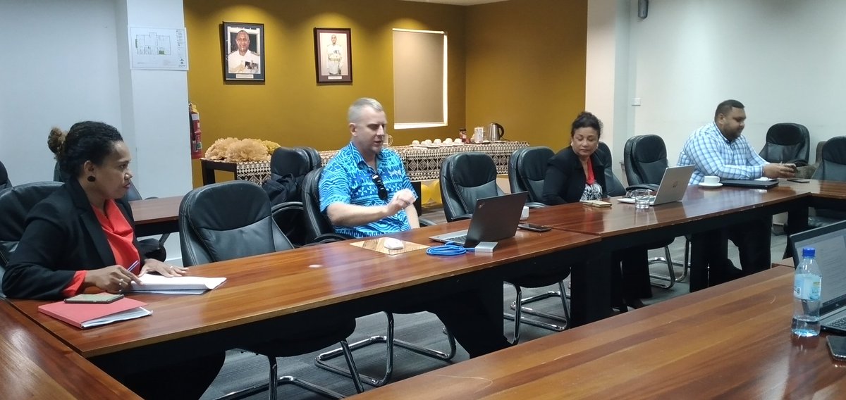 FHTA_Fiji's tweet photo. CareFiji Commitment team meeting this morning at FHTA HQ to discuss the tourism industry's safety guidelines to prepare everyone for borders opening #carefiji #fiji #destinationfiji https://t.co/Hn7fIJjckO
