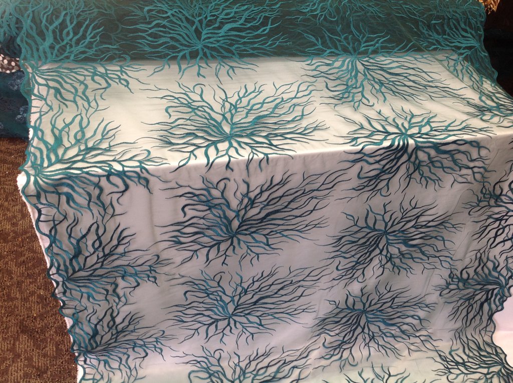 Check out this product 😍 Luxurious Teal Embroidered Root Design Mesh Lace Fabric Fashion By Yard... 😍 
by Supreme Acoustics starting at $24.99. 
Show now 👉👉 shortlink.store/Dnt_cl1FRR