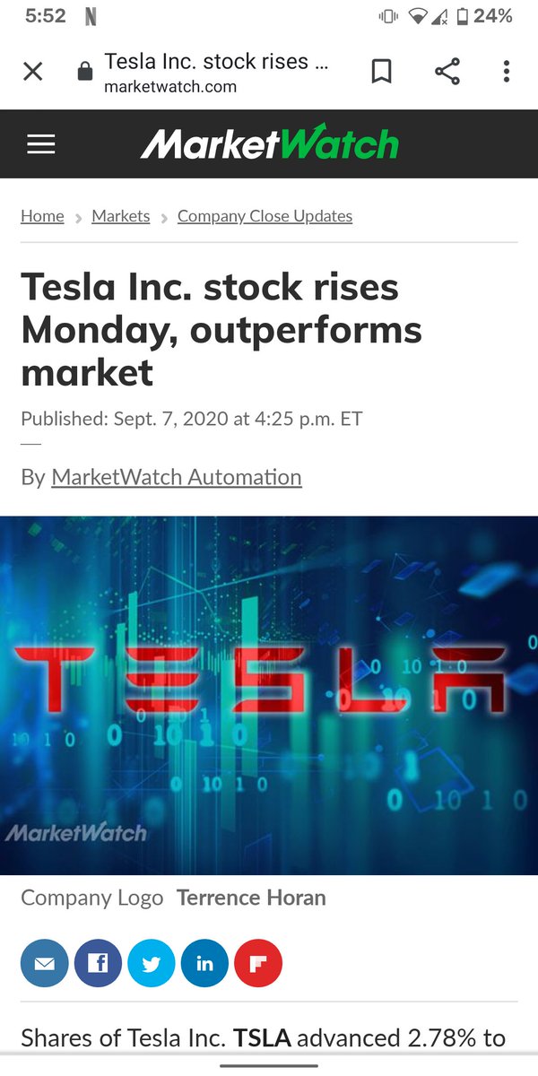 brandonpowers's tweet photo. @MarketWatch $TSLA outperforms market on a holiday? https://t.co/wUjLNyR3xE