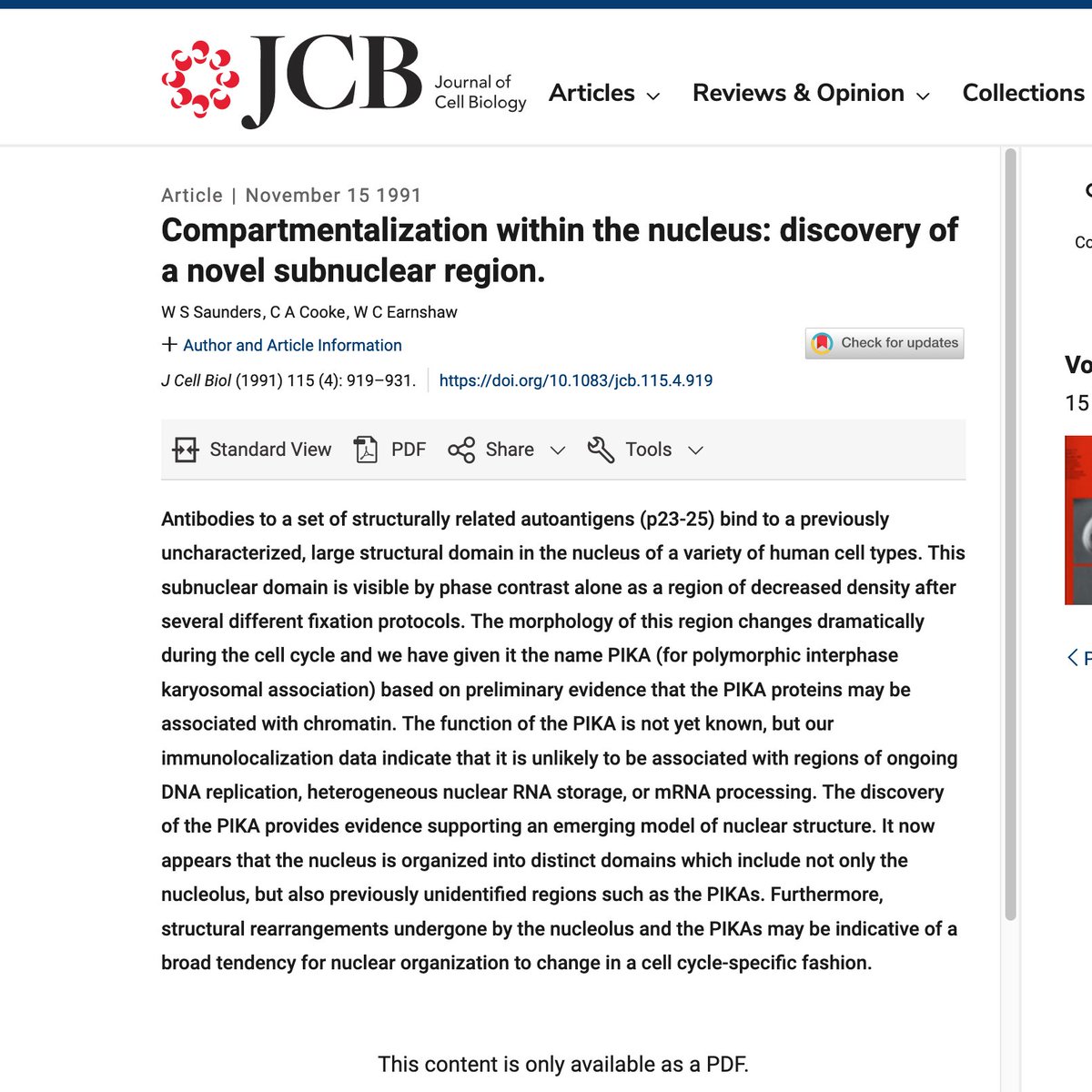 Then there is the “polymorphic interphase karyosomal association” (PIKA) first described in 1991  @hopkinsmedicine by the Earnshaw lab…/47