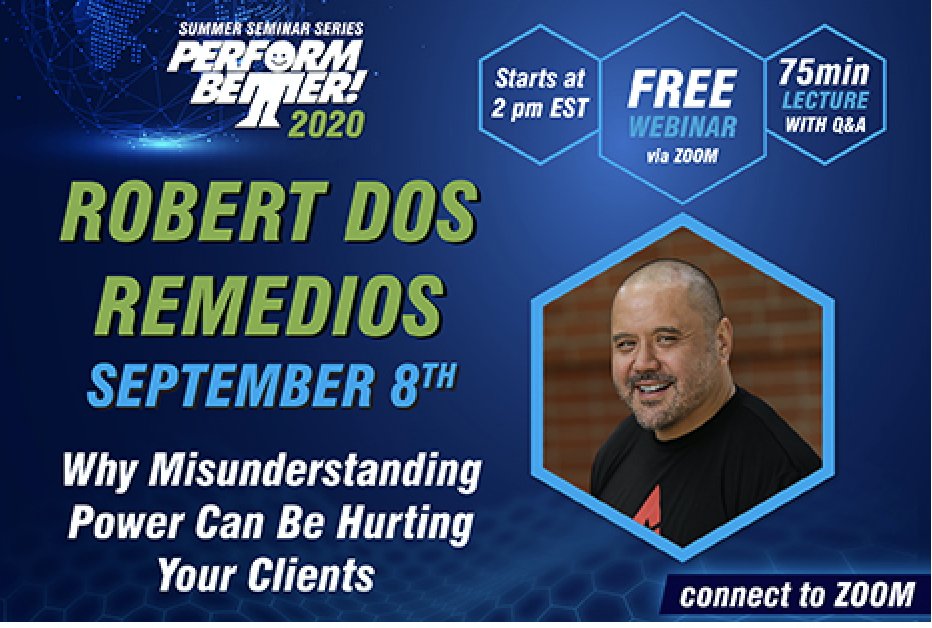Tomorrow at 2pm EST <a href="/robertdos/">Robert Dosen</a> is giving a FREE presentation!

"Why Misunderstanding Power Can Be Hurting Your Clients"

DON'T MISS IT!

Webinar Link:
performbetter.com/summer-seminar…

#performbetter #summerseminarseries #fitfam