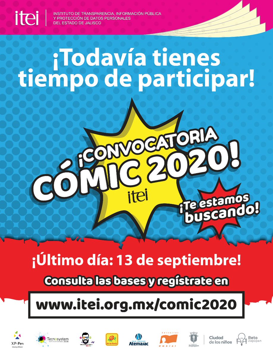 ITEIJal's tweet photo. Estamos a pocos días del cierre de la convocatoria #COMIC2020.
No te quedes fuera.
#LaHistoriaSigue #ITEIContigo https://t.co/5Yl54ZyC2C