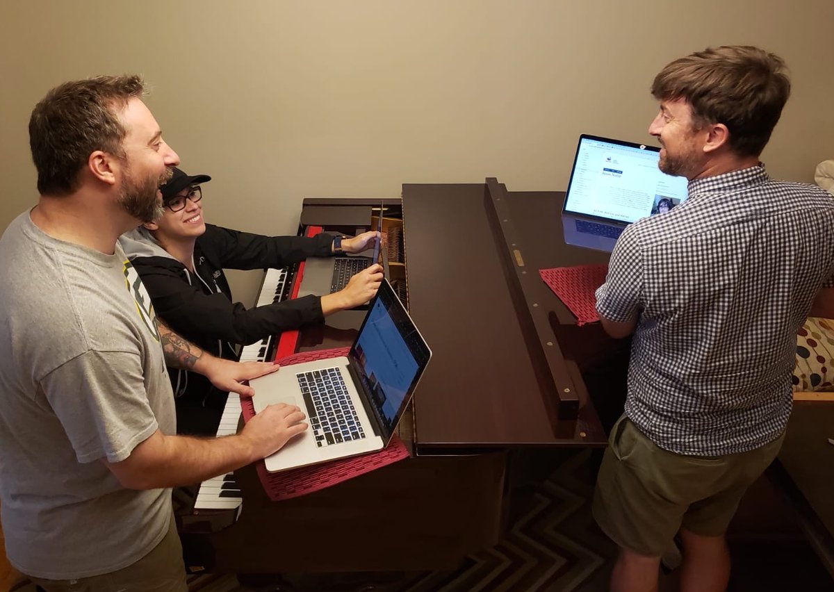 actor_project's tweet photo. Big plans in the works for ACTOR's open-access online Timbre and Orchestration Resource (TOR). TOR team-COVID bubble in action below. When you can only meet/hang out in person with a few other people, we recommend that they be #timbregeeks!
#musicscience #actorproject https://t.co/r0R3O1wI5q