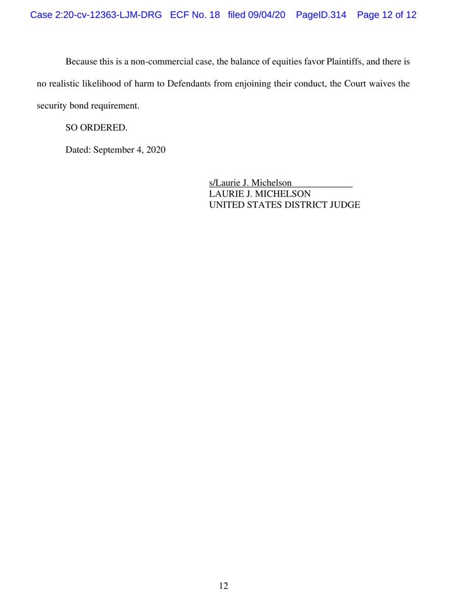 The Court really excoriated the Defendants“nothing in the record that indicates that Plaintiffs will not experience further constitutional deprivations and even physical harm at the hands of the police...”Read page 11it’s astounding that there’s minimal reporting about Detroit