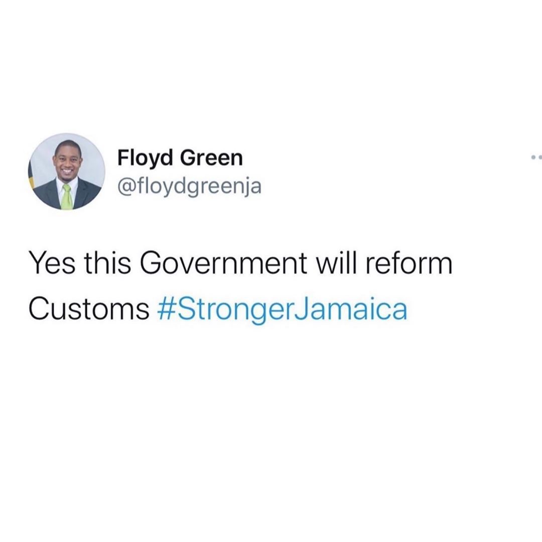 honbrogadjm's tweet photo. The customs act will be repealed and replaced! 🇯🇲❤️ @NigelClarkeJa @floydgreenja #Mosthonbrogad #CustomsActJamaica https://t.co/NPhOkSg75p