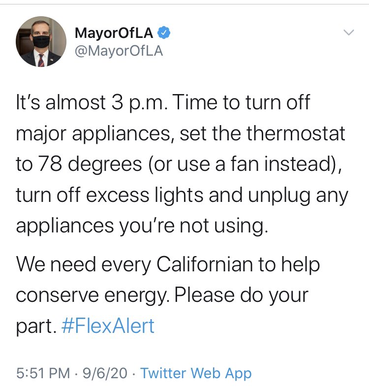 Here’s California’s state Dem leader  @kdeleon. California’s “push forward” has resulted in energy rationing.