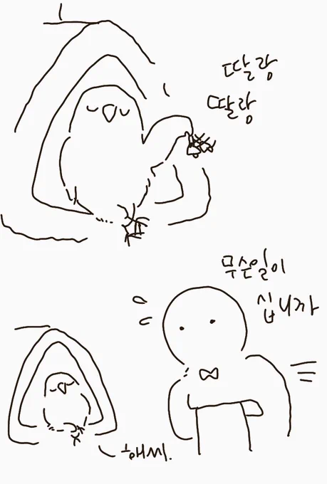 새장 문앞에 방울을 달아놨는데 나를 부를때마다 방울을 울려서 몸종이된 기분을 한껏느끼게해준다 