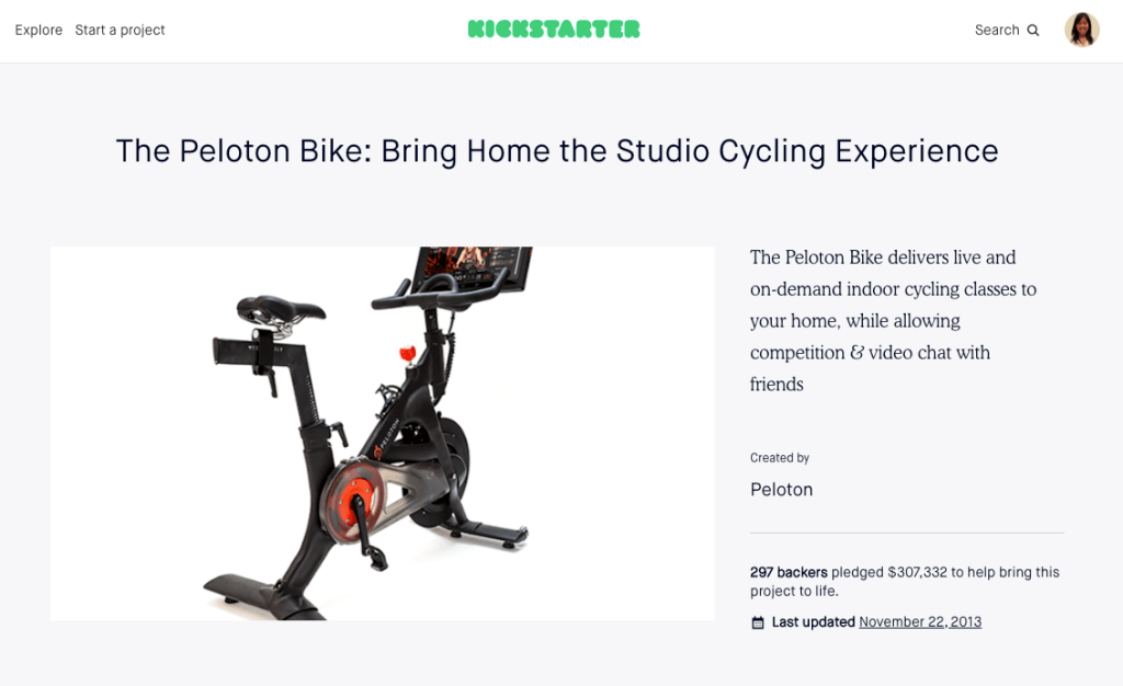 11/ Kickstarter!?Far from a sure thing, Peloton launched a Kickstarter.It flopped. 200 people bought bikes. 100 were investors. And they raised $300K. The price? $1500. Everyone thought it was too expensive.