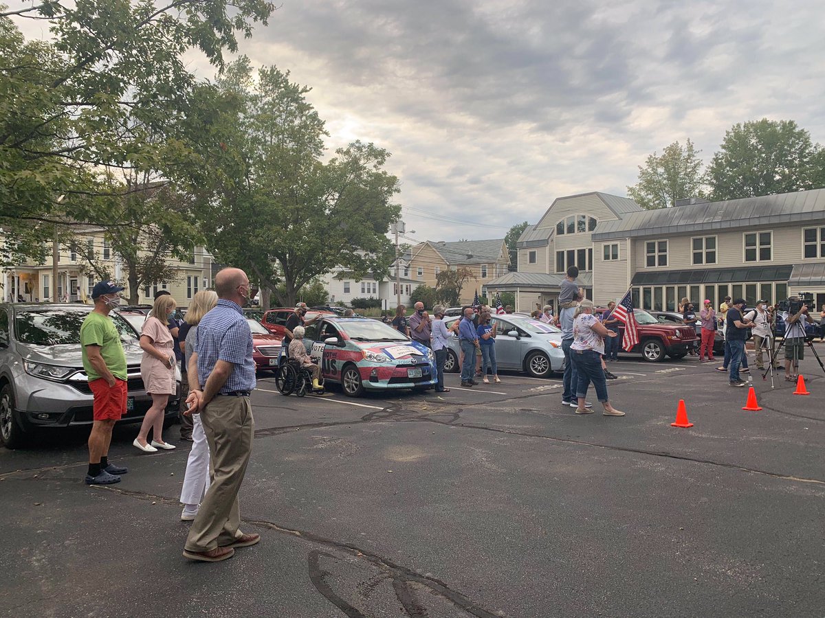 AndruVolinsky's tweet photo. Thank you everyone that came out to our final GOTV: Courage to Lead car rally held this evening in Concord before tomorrow’s primary. The time to #VoteVolinsky is here #NHPolitics https://t.co/v4chAX1bF9