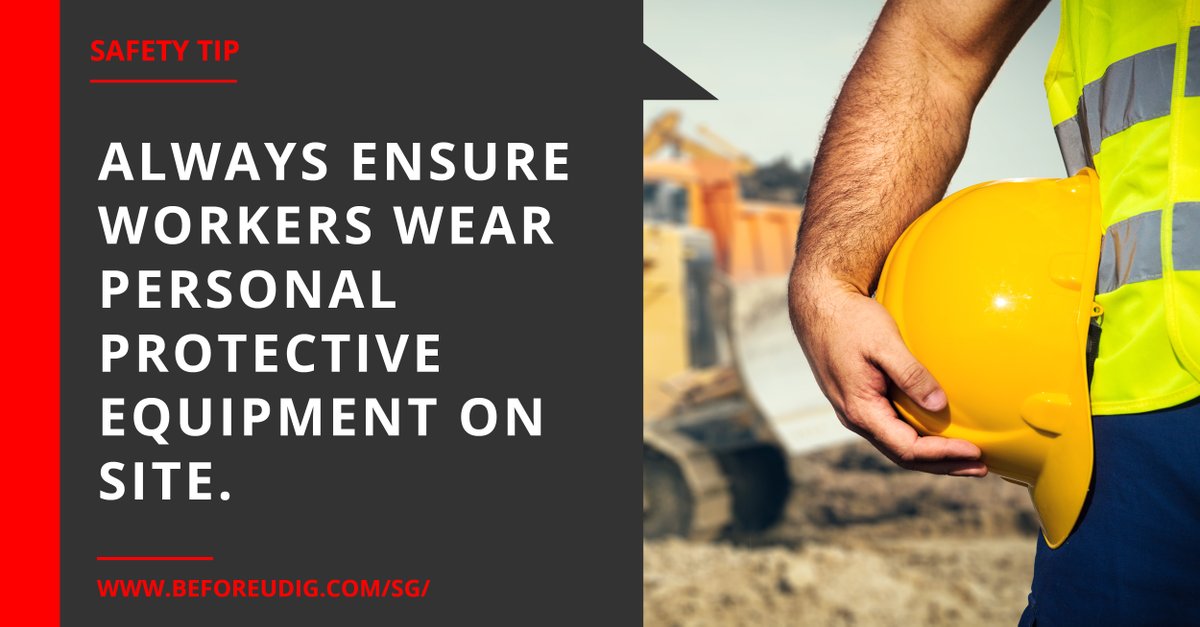 beforeUdigSG's tweet photo. Onsite safety should be taken seriously. Personal protective equipment ensures workers are easily visible and also minimizes the risk of injury in case of an accident.

#beforeUdig #pelicancorp #excavation #safedigging #singapore #sg #beforeudigsg #safeconstruction #digsafe https://t.co/iCifBUdgAE