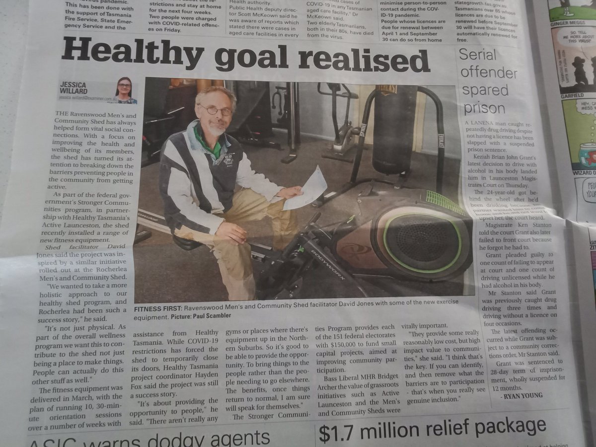 Yep so this one has got a bit of coverage, thanks <a href="/ExaminerOnline/">The Examiner</a>. 😃There are still four free exercise sessions left at the Mens and Community Shed at Ravenswood. For more visit activelaunceston.com.au