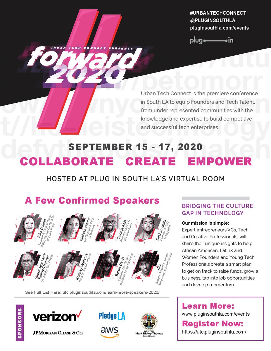 data360me's tweet photo. Are you a founder, startup, or just interested in tech? Meet us at @PISouthLA #UrbanTechConnect Forward 2020 conf Sept 15-17 Opp to learn from expert VCs, Angel Investors, & founders. https://t.co/jkEHPCULLQ #blackfounders #blacktech #dei #startups #techcommunity #PlugInSouthLA https://t.co/r7ONjfZaYI
