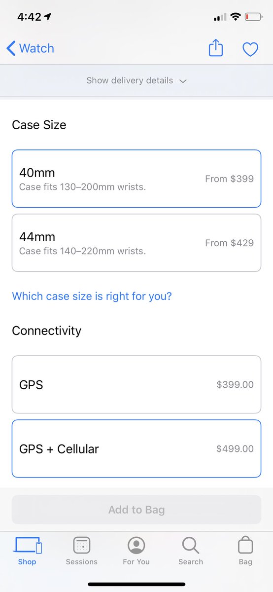 briantong's tweet photo. The only @Apple Watch Series 5 that you can "Add to Bag" right now is the 44mm GPS Model. The other 40mm GPS, GPS/LTE and 44mm GPS/LTE are unavailable. New announcement tomorrow? ⌚️🤷🏻‍♂️ https://t.co/Kstr3yp746