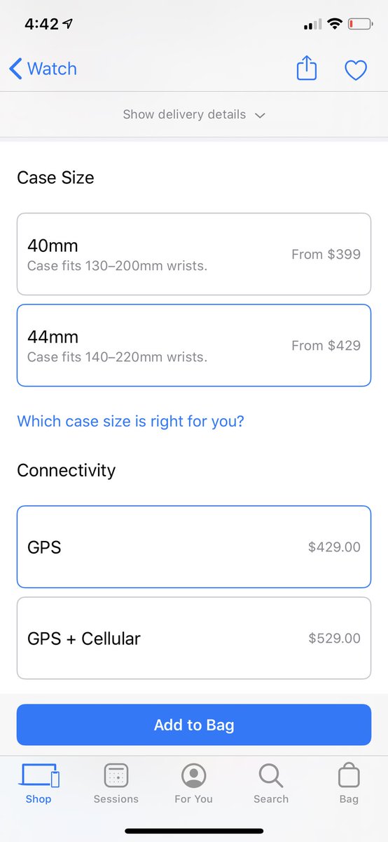 briantong's tweet photo. The only @Apple Watch Series 5 that you can "Add to Bag" right now is the 44mm GPS Model. The other 40mm GPS, GPS/LTE and 44mm GPS/LTE are unavailable. New announcement tomorrow? ⌚️🤷🏻‍♂️ https://t.co/Kstr3yp746