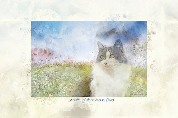 BlueSteerStudio's tweet photo. New artwork for sale! - "Watercolor cat in field of flowers" - https://t.co/5PzUqFVAex @fineartamerica https://t.co/0td1W8yotY