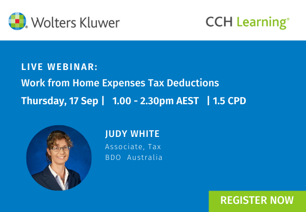 cchaustralia's tweet photo. Work from home has been one of the most wide spread implications of COVID-19. What expenses can be claimed? Join our live webinar, 17 Sept, 1–2.30pm AEST to understand the tax deductions and how to calculate/document claims.

Register and gain 1.5 CPD: https://t.co/OasRa5q9tI https://t.co/z5n4hRcE86