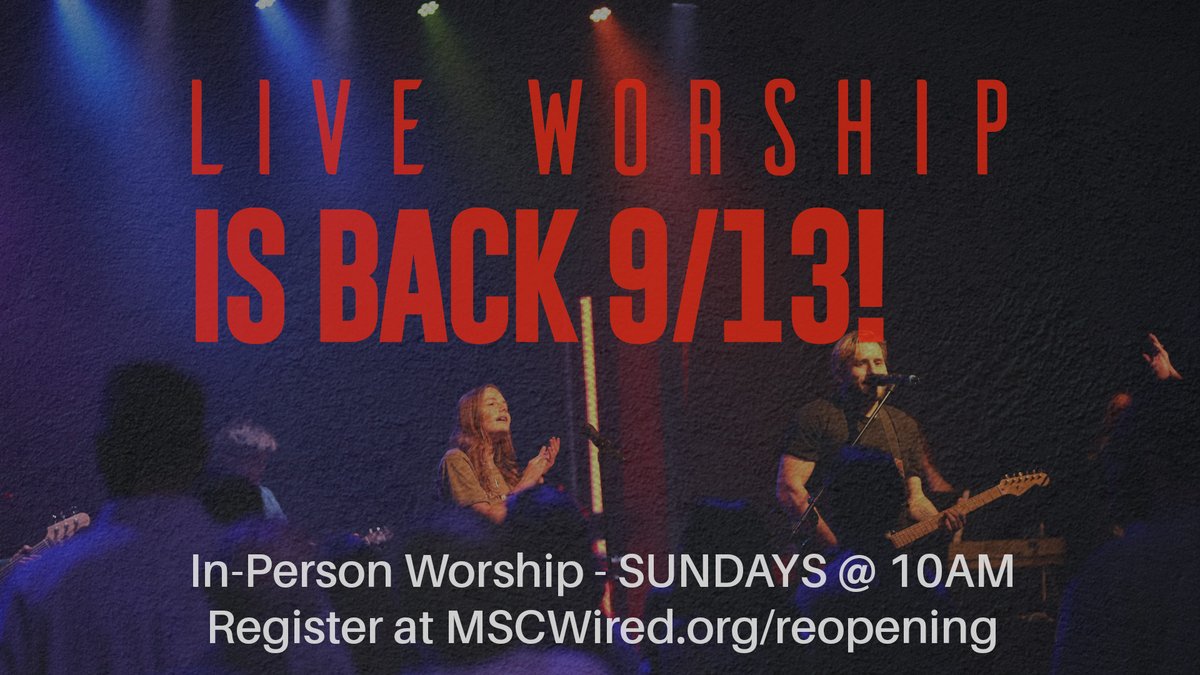 mscwired's tweet photo. Join us THIS SUNDAY (9/13/20) at 10AM for our first Sunday service back together LIVE &amp; IN-PERSON.  Registration is required so please jump over to https://t.co/Uixnv6PyAD to get your spot!  NOTE: This is ONLY @ the 10A hour.  We are still offering ONLINE worship @ regular times. https://t.co/MVDPOrRhak