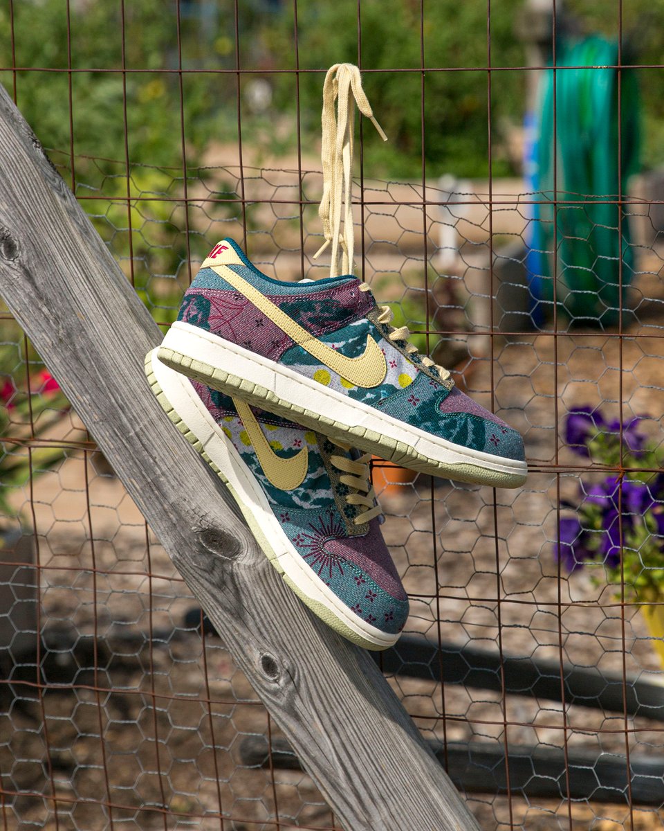 nike dunk low community garden on feet