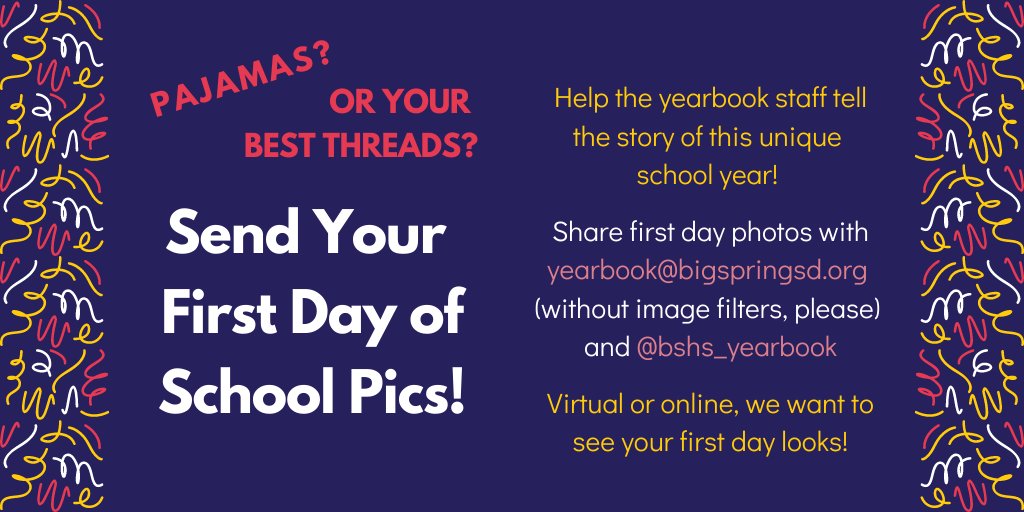 bshs_yearbook's tweet image. A Day, B Day, Cyber or Livestream: Send us your first day pics! We want to see 'em all!