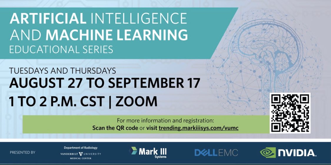 Collin Howser, MD (@collinhowsermd) on Twitter photo The third installment of @vumcradiology AI / Machine Learning educational series is Tuesday, 9/8 at 1PM CST with <a href="/aidocmed/">Aidoc | Always on AI</a>. All #FutureRadRes and #MedStudentTwitter are welcome and encouraged to join! Details here trending.markiiisys.com/vumc The third installment of @vumcradiology AI / Machine Learning educational series is Tuesday, 9/8 at 1PM CST with <a href="/aidocmed/">Aidoc | Always on AI</a>. All #FutureRadRes and #MedStudentTwitter are welcome and encouraged to join! Details here trending.markiiisys.com/vumc