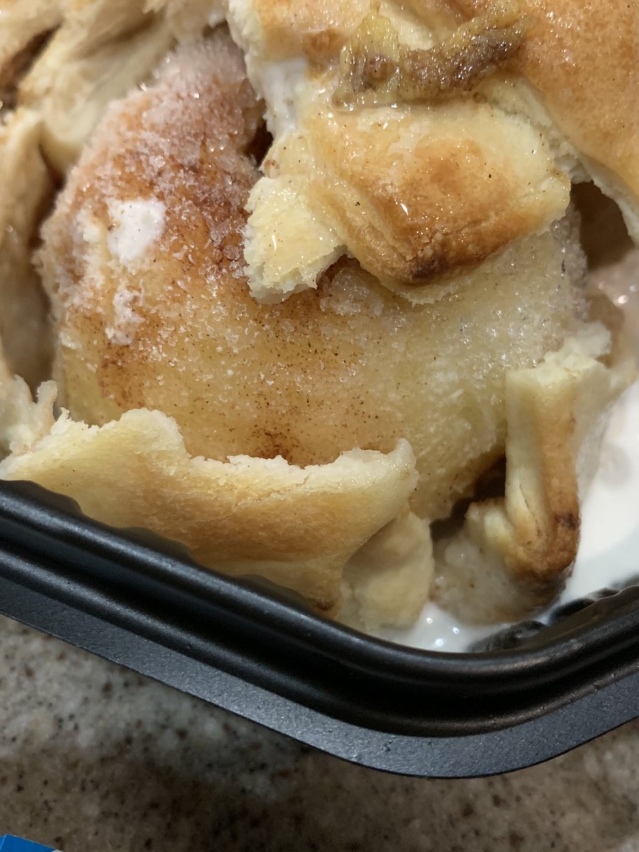 MrsCole08's tweet photo. @BrustersIceCrea so much for “warm” apple dumpling. It was frozen. See the ice? I had to microwave it twice. 😢 https://t.co/w4tHw44EKO