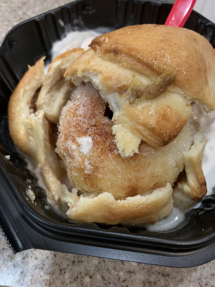 MrsCole08's tweet photo. @BrustersIceCrea so much for “warm” apple dumpling. It was frozen. See the ice? I had to microwave it twice. 😢 https://t.co/w4tHw44EKO
