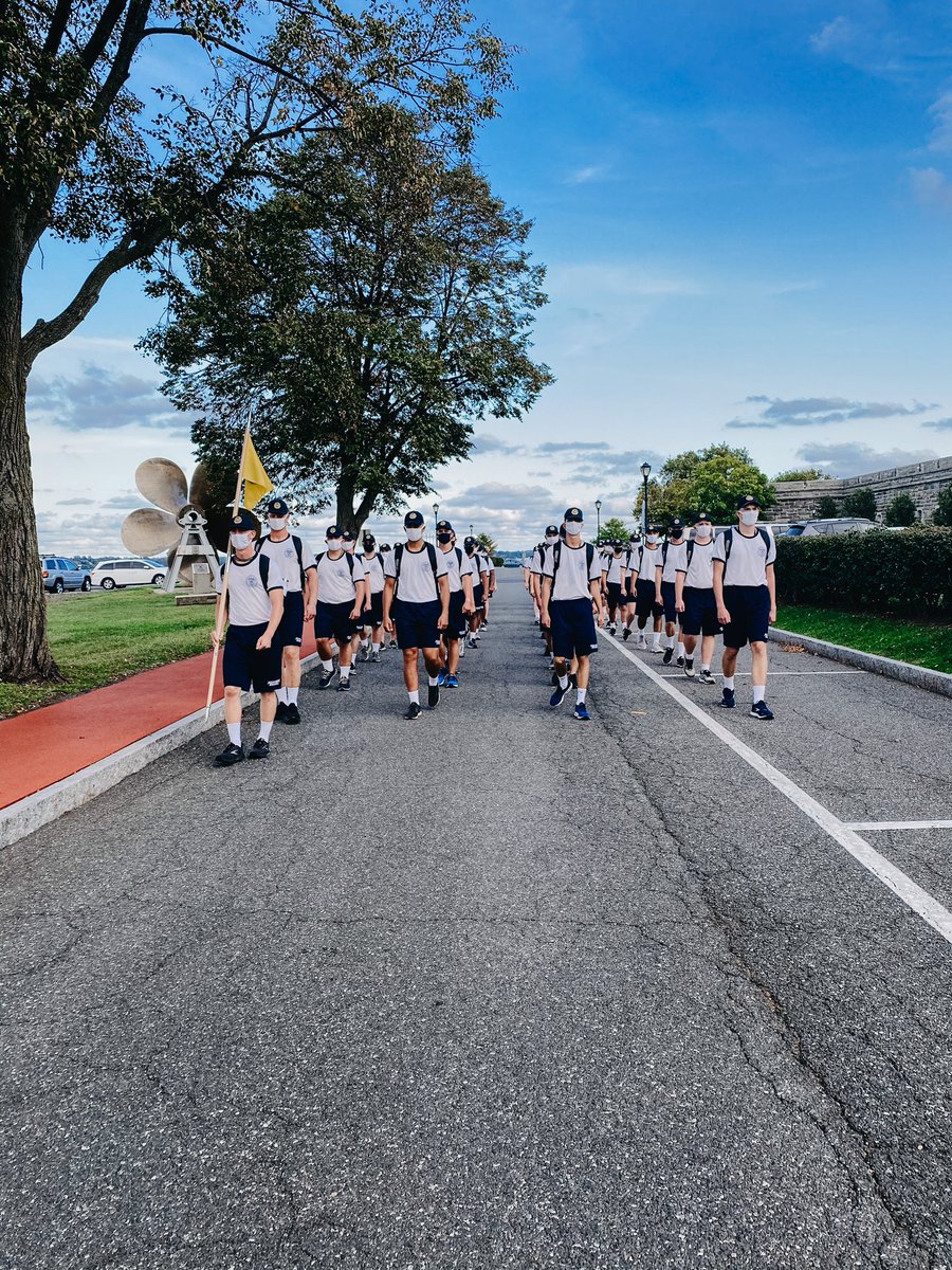 MaritimeCollege's tweet photo. This evening Admiral Alfultis and Provost Waters addressed the MUGs as phase 1 of Indoctrination concludes. #MaritimeCollege #INDOC2020 https://t.co/8clgSF6FNY