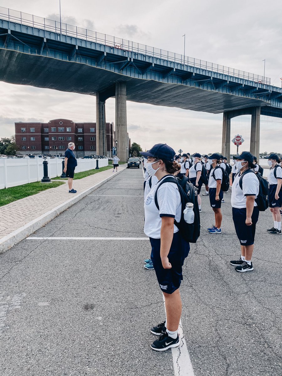 MaritimeCollege's tweet photo. This evening Admiral Alfultis and Provost Waters addressed the MUGs as phase 1 of Indoctrination concludes. #MaritimeCollege #INDOC2020 https://t.co/8clgSF6FNY