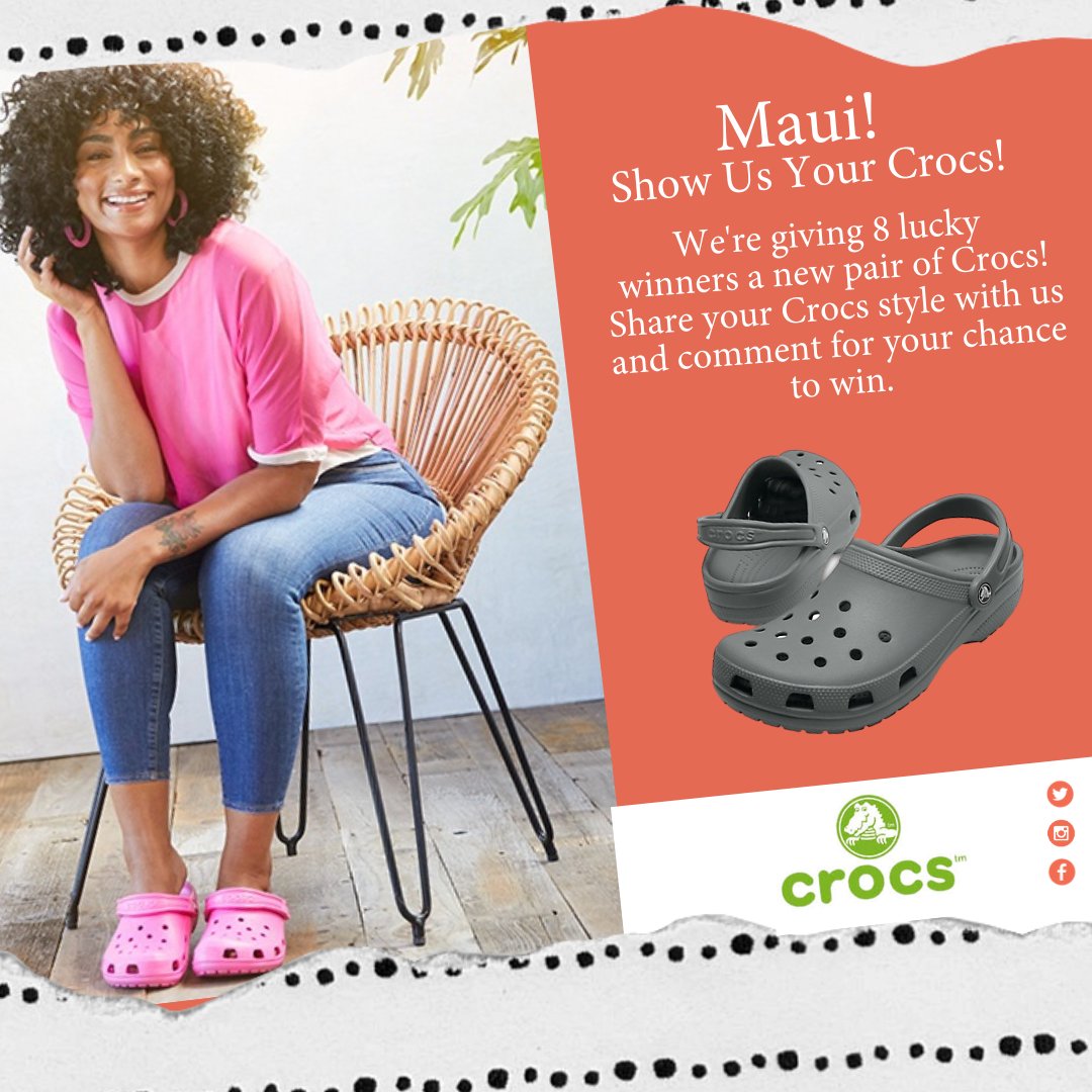 OutletsOfMaui's tweet photo. Reply and tell us why you need a new pair of Crocs! Follow and enter to win! https://t.co/811DLzhxJy
